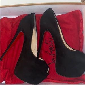 Christian louboutin  suede peep toe